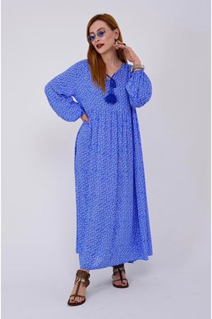 PONPONLU ÇITIR ÇİÇEK DESEN ELBİSE