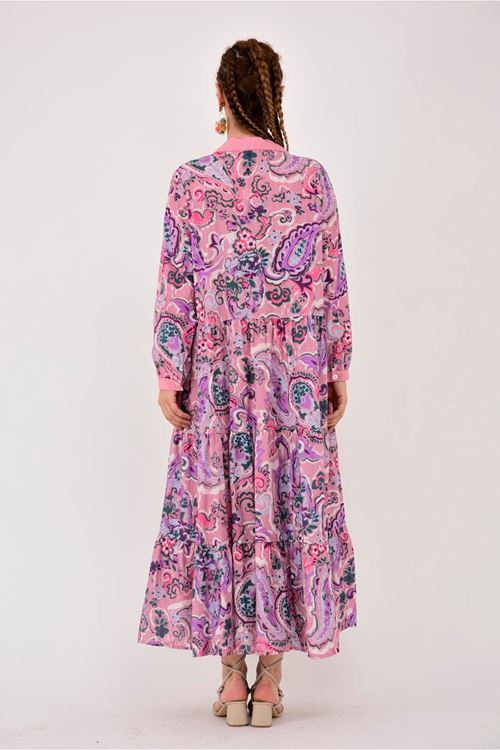 AN10684 ÇİÇEK DESEN GÖMLEK ELBİSE